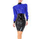 PVC Vinyl Leather Long Sleeve Elegant Mini Dress Ladies Fashion Patchwork Sheath Short Dress High Neck Vestidos Womens Clubwear