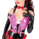 Women's Glossy PVC Ruffle Trim Corset Fetish Tops Sexy Lace-Up Cosplay Wetlook Tops Gothic Punk Latex-like Club Sexy Tanks 7XL