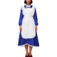 Crossdresser Halloween Vintage Satin Maid Uniform Long Sleeve Party Fancy Dress with Lace Apron Sissy French Maid Cosplay Outfit