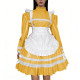 Shiny PVC Leather French Maid Cosplay Dress Lace Lolita Apron Halloween Maid Uniforms Party Knee-length Fetish Cross-dresser