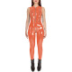 Club Cosplay Sleeveless Sexy Catsuit with Zipper Open Crotch Wetlook PVC Leather Open Breast Jumpsuit Womens Exotic Bodysuit