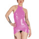 Womens Sleeveless Wet Look Sexy Tight Fit Dress Shiny PVC Leather Tank Dresses Sexy Package Hip Club Sundress Vestido Miniskirt