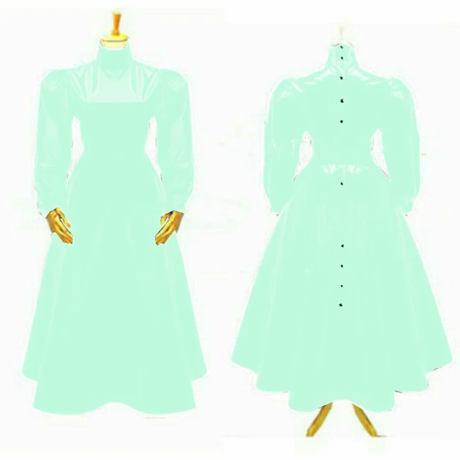 Women's Glossy High Neck Sheath Long Dress, Faux Latex, Full Sleeve, A Line Flare Dress, Party Gown, Club Outfit