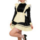 Glossy PVC Leather Long Sleeve Lolita Sexy Wetlook Cosplay Back Zipper Maid Dress A-Line Short Party Dress Women Apron Clubwear