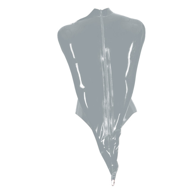 Wetlook High Neck Restraint Single Sleeve Bodysuit Sexy PVC Vinyl Leather Bodycon Rompers Gothic Party Cosplay Lingerie Leotard