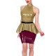Sexy Women's Shiny PVC Halter Peplum Top Sleeveless High Neck Ruffle Hem Blouse Glossy Clubwear Ladies Back Zipper Slim Vest Top