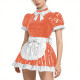 Shiny Vinyl PVC Leather Lace Maid Puff Sleeve Festival Mini Dress Gothic Back Zipper Party Maid Dress Lock French Apron Lolita