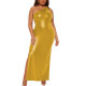 Plus Size Wetlook Matte Faux Leather Clubwear One Shoulder Bodycon Maxi Dress Gothic Sleeveless High Split Long Cocktail Dress