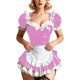 Sissy PVC Leather French Zipper Party Maid Dress Women Short Puff Sleeve Wetlook Apron Halloween Mini Dress Sexy Cosplay Lolita