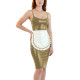 Women Exotic PU Matte Leather Sleeveless Maid Dress Bodycon Cosplay Midi Dress Cocktail Apron Sexy French Backless Maid Vestidos