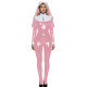 Shiny PVC Nun Headpiece Catsuit Wetlook Faux Leather Bodysuit Zipper Front Party Jumpsuit Halloween Long Sleeve Cosplay Outfit