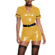 New Glossy Belt Playsuits for Women Short Sleeve Skinny Zipper Crotch PVC Leather Rompers Plus Size Streetwear RolePlay Costume