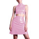 Ladies Glossy High Street Skirt Set PVC Shiny Long Sleeve Crop Top with Short Skirts Plus Size Womens Clothing Club Uniforms