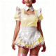 Sissy Short Maid Cosplay Prom Dress Shiny PVC Puff Sleeve A-Line Mini Dress with Choker French Apron Cocktail Party Dress Outfit
