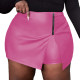 Plus Size Matte PU Leather Lady Bodycon Skirt Wetlook High Waist Skirt Built-in Shorts Party Zipper Outfit High Waist Streetwear