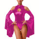 Wetlook Liquid Metallic Night Out Bodysuit Shiny Flare Sleeve Halloween Catsuit Fetish Cutout Cosplay Backless Bodycon Jumpsuit