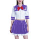 Anime School Girl Cosplay Dress Set Women PVC Latex-look Sailor Collar Crop Top with Flared Pleated Skirt Themed Party Outfit