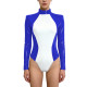 Sexy PVC Halter Neck Bodysuit for Women Glossy Patchwork Back Zip One Piece Rompers Wet Look Lingerie Rave Party Cosplay Leotard