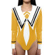 Chic Anime Shiny Party Bodysuit Glossy PVC Leather Sailor Collar Rompers Long Sleeves School Uniform Halloween Cosplay Outfit