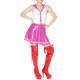 Sexy Sailor Cosplay Dress Outfits Sleeveless Patchwork A-line Dress with Sailor Collar Vinyl PVC Leather Pleated Student Uniform