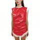 Shiny PVC Sleeveless Halloween Bodysuit Gothic Back Zipper Bodycon Rompers with Garter Straps Punk Party Clubwear Cosplay Outfit