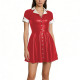 Gothic Themed Party Mini Nurse Dress Glossy PVC Leather Short Sleeve A-line Dress with Contrast Collar Halloween Party Outfits