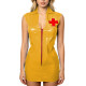 Sexy V-Neck Sleeveless Bodycon Nurse Dress with Red Cross Shiny PVC Leather Sheath Mini Dress Themed Party Cosplay Nurse Costume
