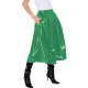 Office Lady Vinyl PVC Leather High Waist Pleated Midi Skirt Gothic Wetlook Side Pocket Skirt Casual Sexy Cosplay Streetwear