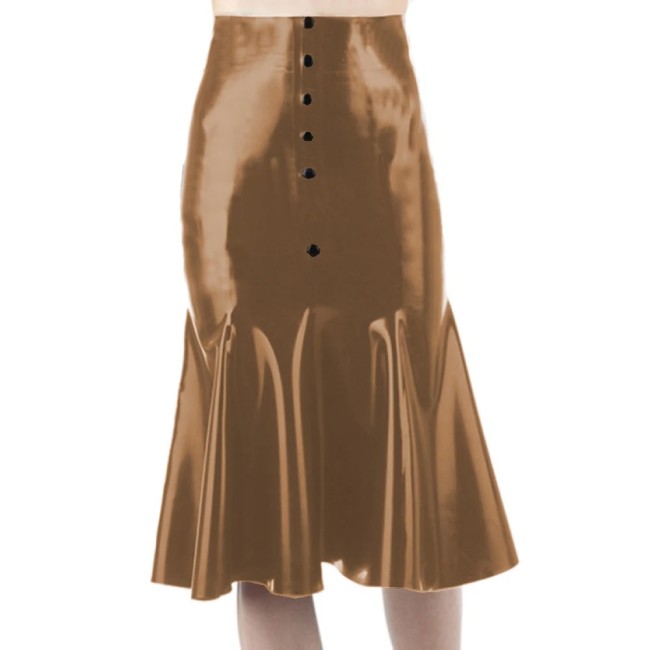 Sissy Faux Leather Sexy Mermaid Mini Skirt Wet Look Glossy High Waist Buttons Dress Party Clubwear High Street Female S-7XL
