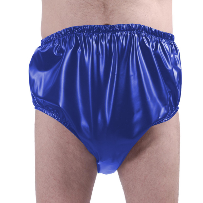PU Matte Leather Underpants Adult Mens Sexy Panties Elastic Waistband Briefs Male Solid Color Club Underwear Exotic Lingerie 7XL