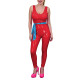 Women Low U-Neck Bodycon Catsuit with Belt Shiny PVC Leather Sleeveless Jumpsuit Wet Look Party Cosplay Outfits Fetish Bodysuit