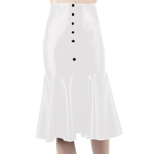 Sissy Faux Leather Sexy Mermaid Mini Skirt Wet Look Glossy High Waist Buttons Dress Party Clubwear High Street Female S-7XL