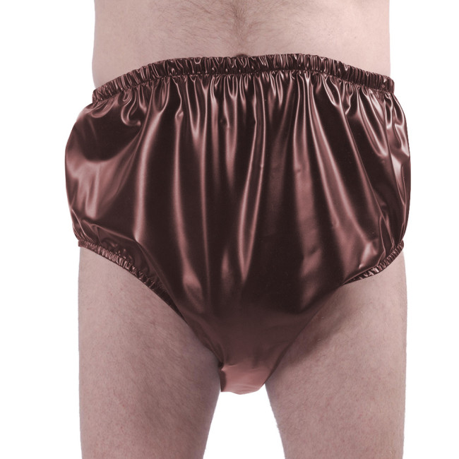 PU Matte Leather Underpants Adult Mens Sexy Panties Elastic Waistband Briefs Male Solid Color Club Underwear Exotic Lingerie 7XL