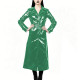 Chic High Street Glossy PVC Long Coat Womens Button-up Lapel Collar Belted Trench Coat Plus Size Outerwear for Nightclub Parties