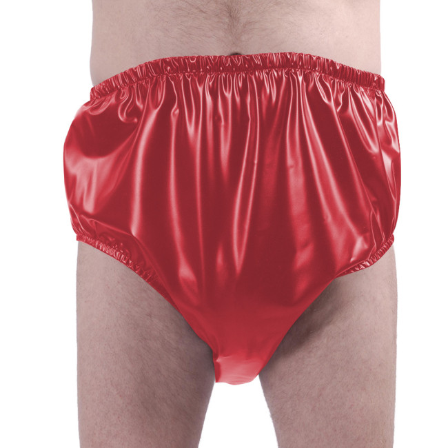 PU Matte Leather Underpants Adult Mens Sexy Panties Elastic Waistband Briefs Male Solid Color Club Underwear Exotic Lingerie 7XL