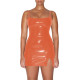 Plus Size Vinyl PVC Leather Spaghetti Straps Dress Women Bodycon Stretch Mini Dress Party Sexy Sleeveless Mini Dresses Clubwear