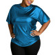 Plus Size Metallic Shiny Loose T-shirt Women Fashion Casual Short Sleeve Solid Color Tops Club Dance Party Round Neck Tee Shirts