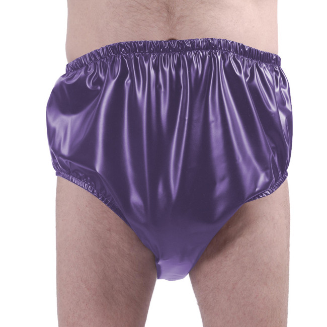 PU Matte Leather Underpants Adult Mens Sexy Panties Elastic Waistband Briefs Male Solid Color Club Underwear Exotic Lingerie 7XL