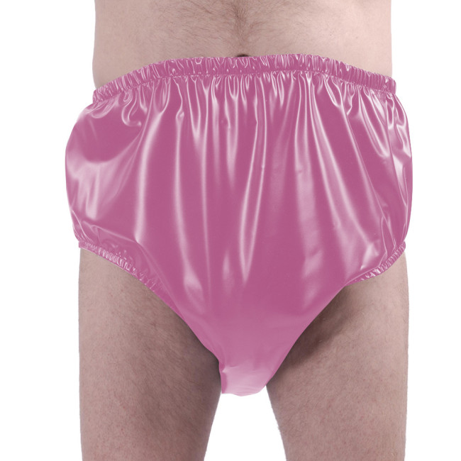 PU Matte Leather Underpants Adult Mens Sexy Panties Elastic Waistband Briefs Male Solid Color Club Underwear Exotic Lingerie 7XL