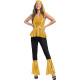 Halloween Women 70s Disco Costume Set Metallic Halter Neck Peplum Top Bell Bottom Pants Vintage Headband Hippie Disco Outfit