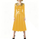 Vintage Shiny PVC Dress Glossy Pointed Collar Long Sleeve A-Line Midi Dress Women's Retro Style Flared Dress Sissy Party Outfits