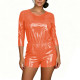 Women's Solid Color Shiny PVC Romper Wet Look Elastic Waist Short Jumpsuit with Pocket Round Neck Clubwear Party Cosplay Outfits