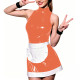 Glossy PVC Leather High Neck Maid Dress Outfit Nightclub Sexy Sleeveless A-line Dress with Apron Halloween Cosplay Party Costume