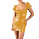 Women Sexy Backless Lace Up Mini Dress Short Sleeve Square Neck Bodycon Dress Matte PU Leather Tight Dress Club Party Outfit