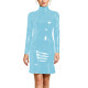 Plus Size Long Sleeve Ladies PVC Shiny Dresses Women Sexy Tight Stretch Solid Dress with Zipper Back Party Club Bodycon Gown
