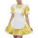 Sissy Exotic Clear PVC Maid Dress with White Apron Party Puff Short Sleeve A-Line Mini Dress Fetish Sexy Role Play Maid Uniforms