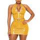 Wet Look PVC 2 Piece Skirt Outfit Shiny PU Leather Halter Crop Tops Tights Pencil Skirt Sexy Rave Party Clubwear Womens Clothing