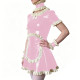 Sissy Ruffles Trim French Maid Dress with Apron Choker Wrist Cuffs Glossy PVC Leather Party Carnival Role Play Maid Uniforms 7XL