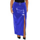 Plus Size Vinyl PVC Leather Belted Long Skirt for Womens Punk Style High Waist Faux Patent Leather Maxi Skirts Fashion Clubtwear
