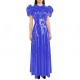 Puffed Short Sleeve Womens Maxi Dresss Glossy PVC Leather A-line Long Gown for Party Evening Events Doll Collar Glossy Dresses